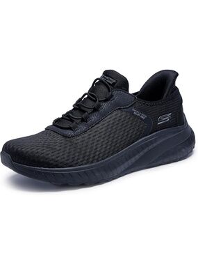 Women's Dark Black Closed Toe Flat Squad Chaos Athletic Mesh Walking Sneaker